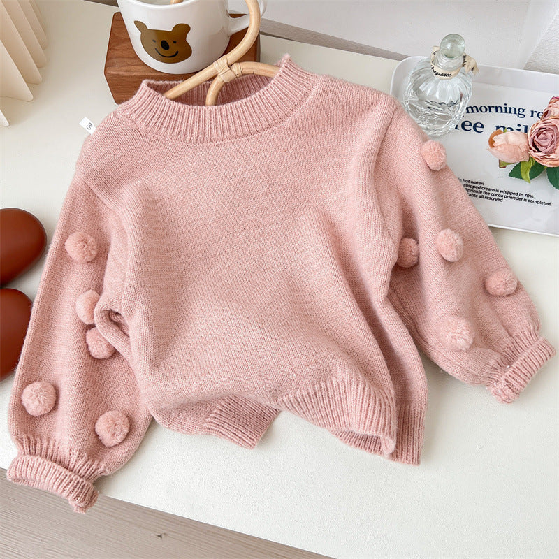 Blusa Infantil Feminina Tricô Pompom