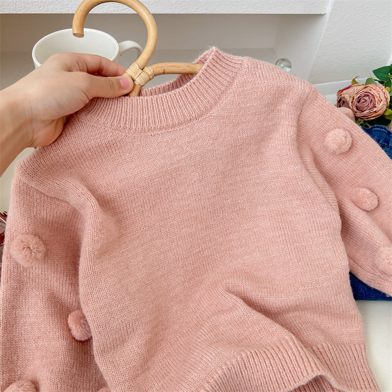 Blusa Infantil Feminina Tricô Pompom