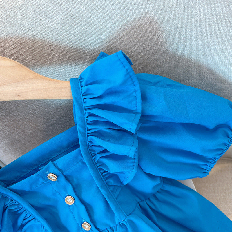 Vestido Infantil Azul Botõezinhos