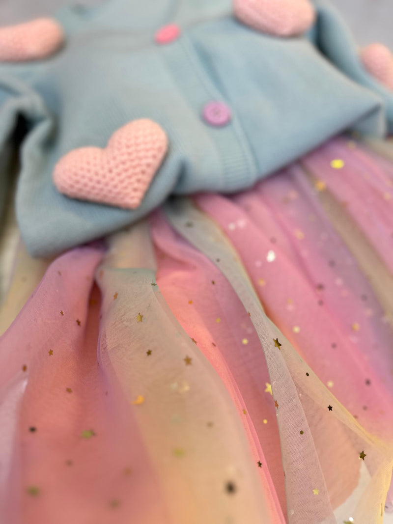 Conjunto Infantil Estrelinhas + Cardigan Coração