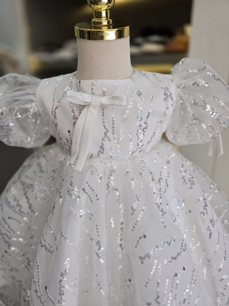 Vestido Infantil Brilhante Lacinho