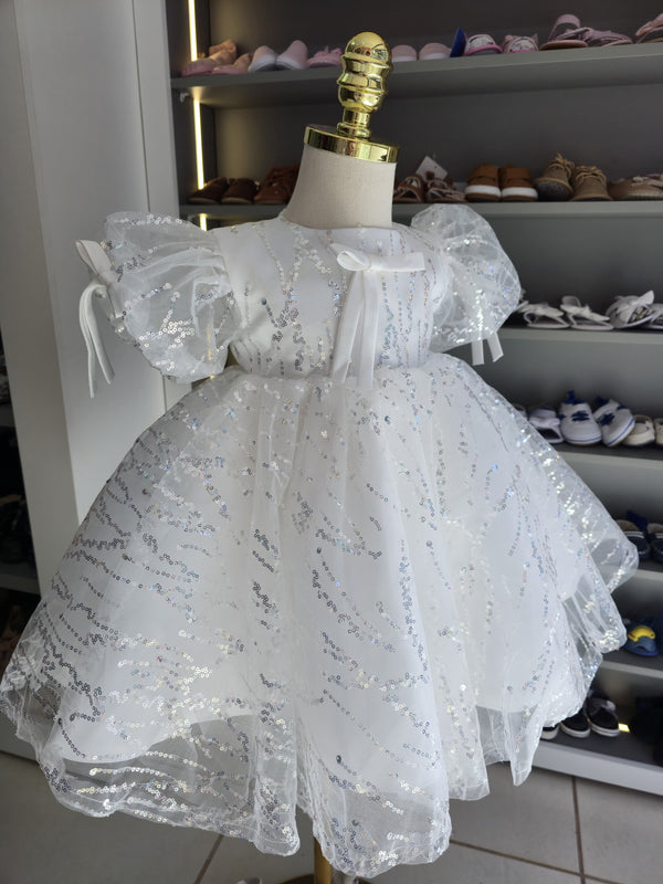 Vestido Infantil Brilhante Lacinho