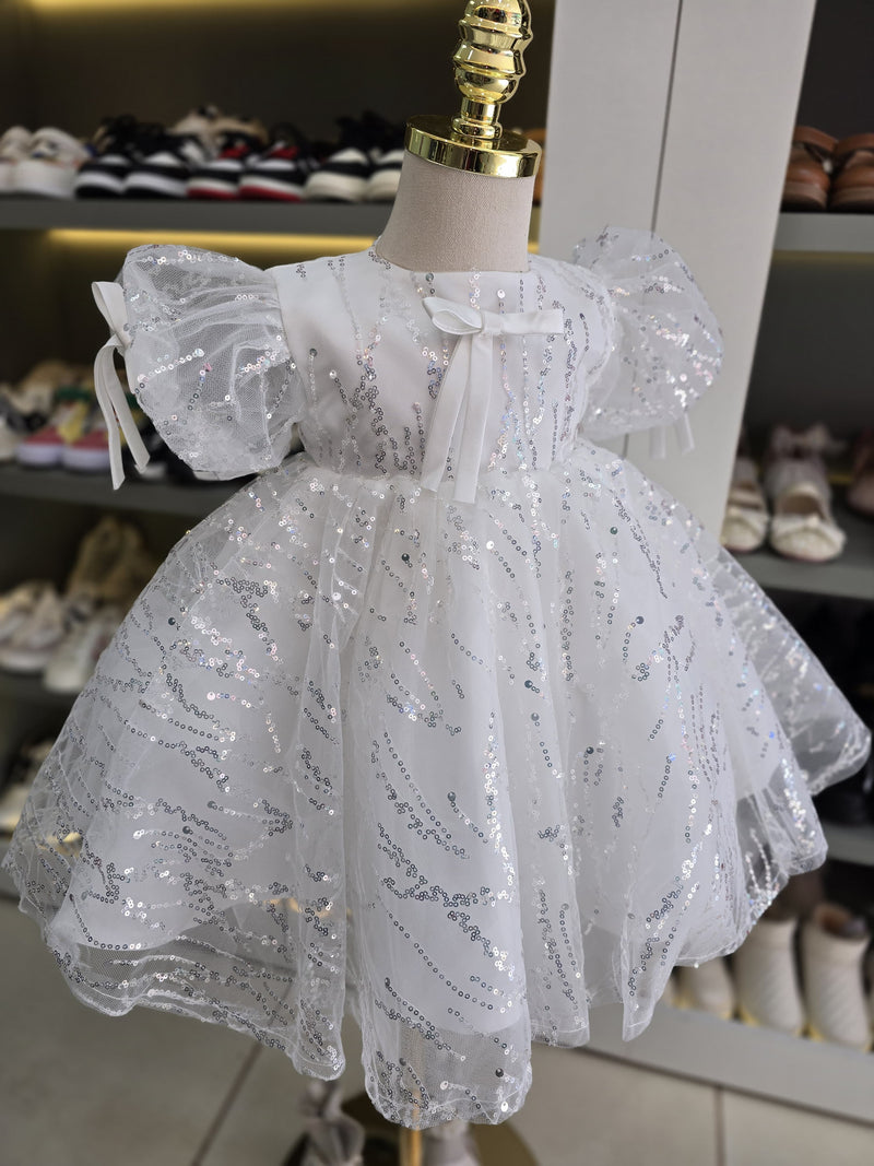 Vestido Infantil Brilhante Lacinho