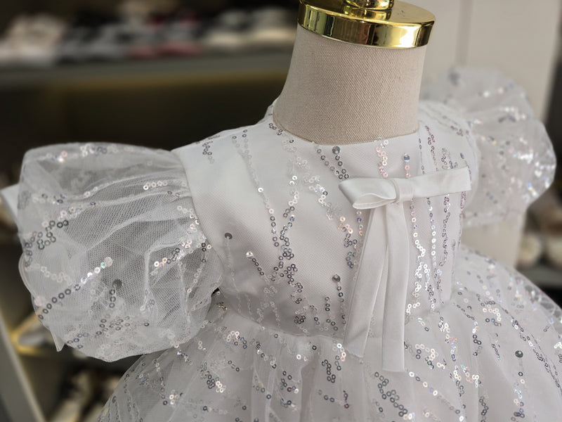 Vestido Infantil Brilhante Lacinho