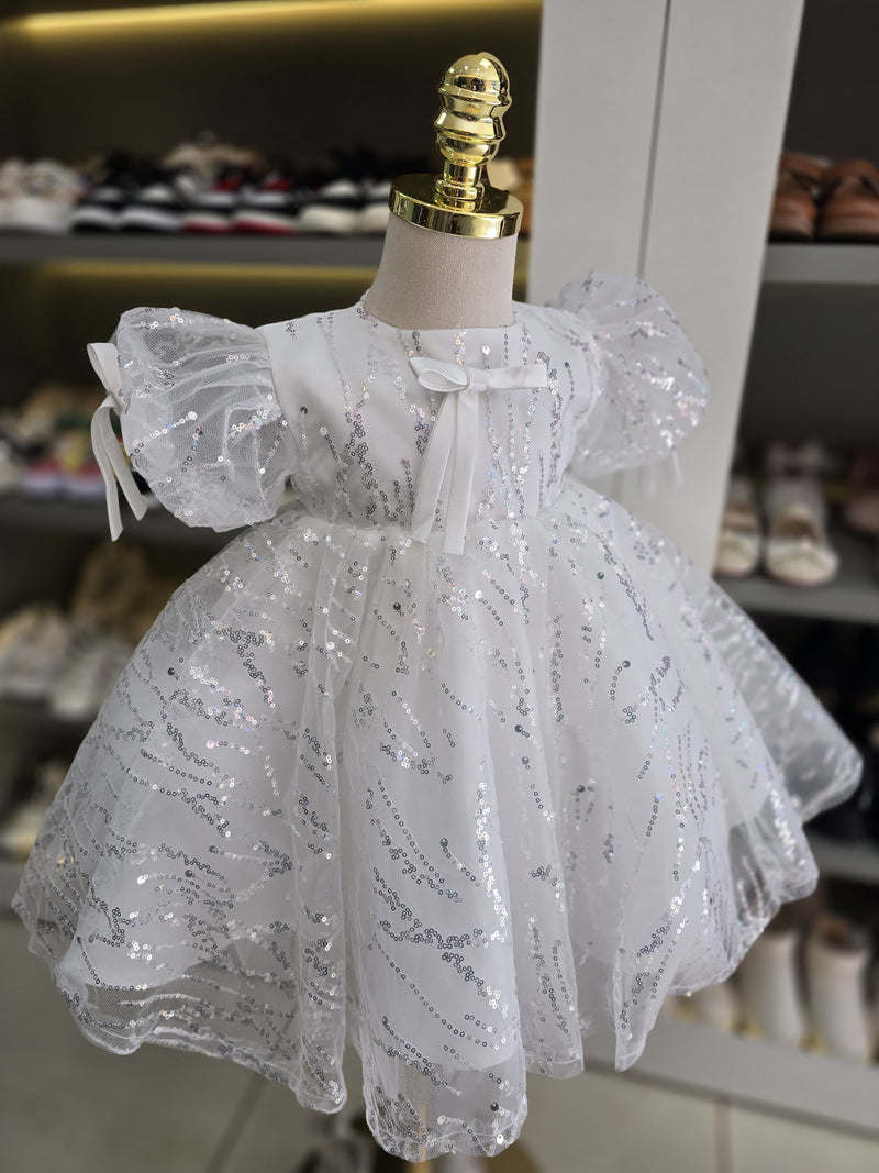 Vestido Infantil Brilhante Lacinho