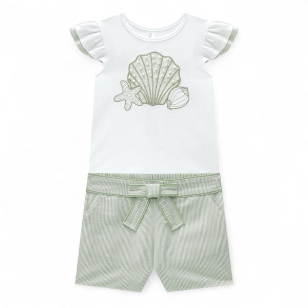 Conjunto Milon Infantil Feminino Blusa Concha e Short Laço