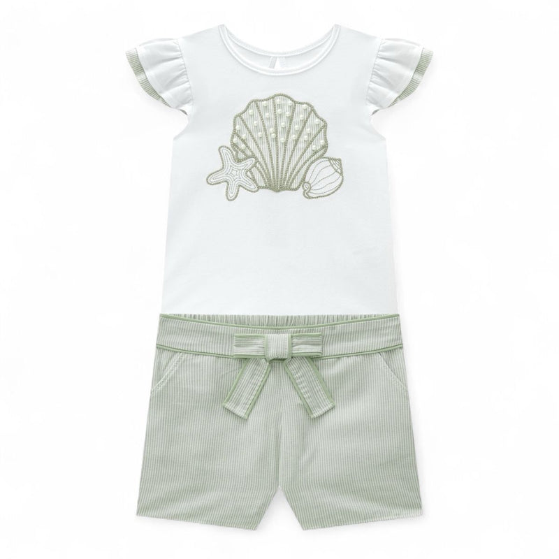 Conjunto Milon Infantil Feminino Blusa Concha e Short Laço
