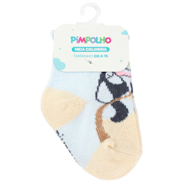 Meia Colorida Cano Alto Pimpolho Tucanos Azul 00/15