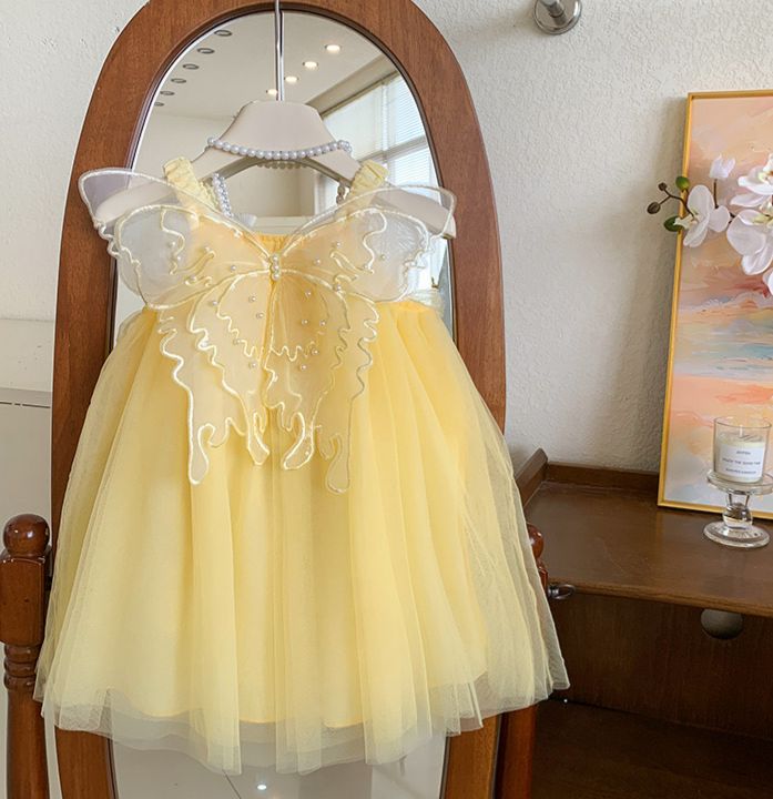 Vestido Infantil De Tule Asa e Lacinhos