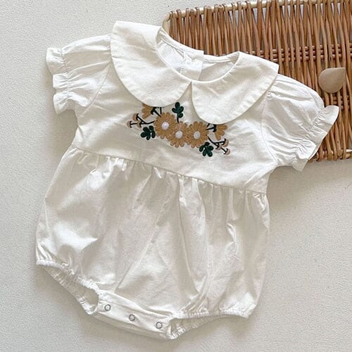 Body Infantil Feminino Bordado Flores