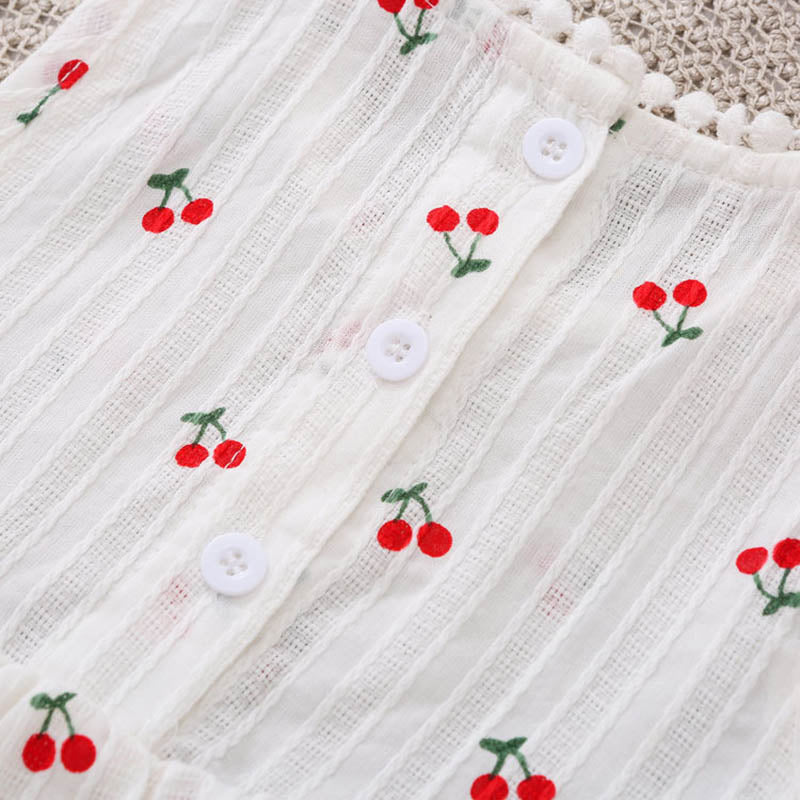 Body Infantil Feminino Cerejas + Laço