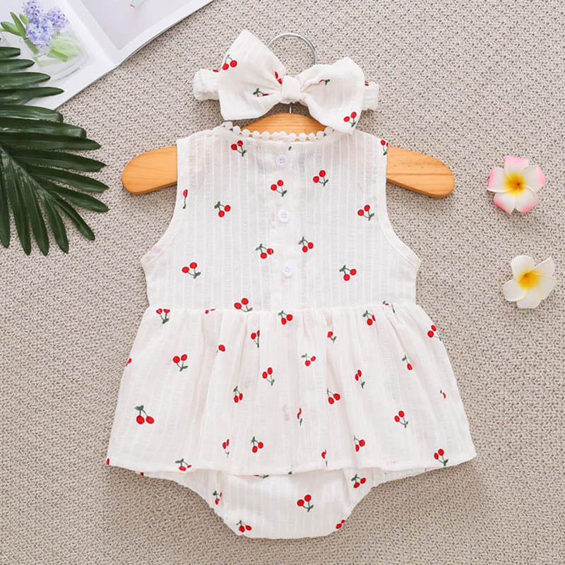 Body Infantil Feminino Cerejas + Laço