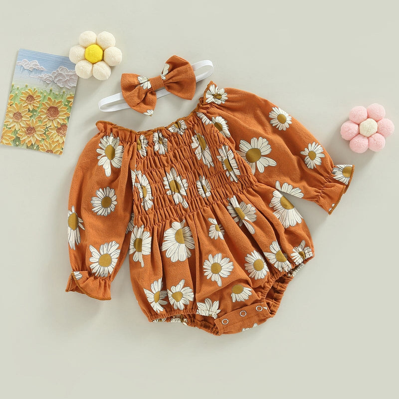 Body Infantil Feminino Flores + Faixa