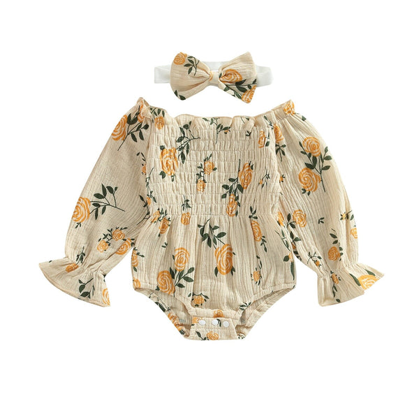 Body Infantil Feminino Flores + Faixa