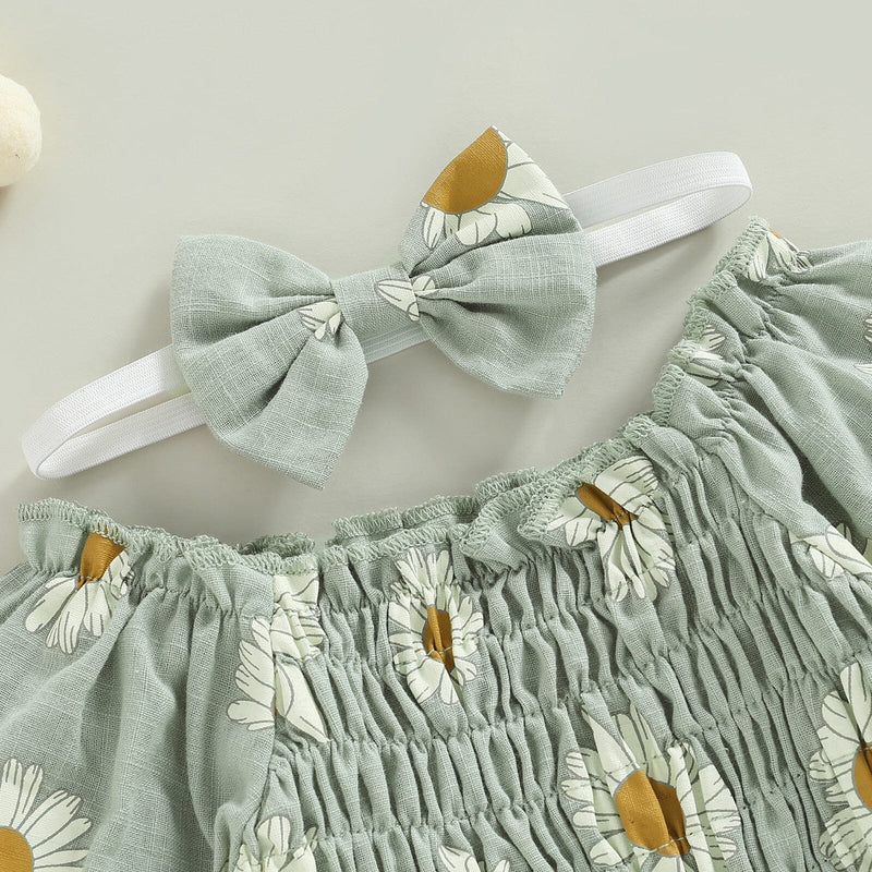 Body Infantil Feminino Flores + Faixa