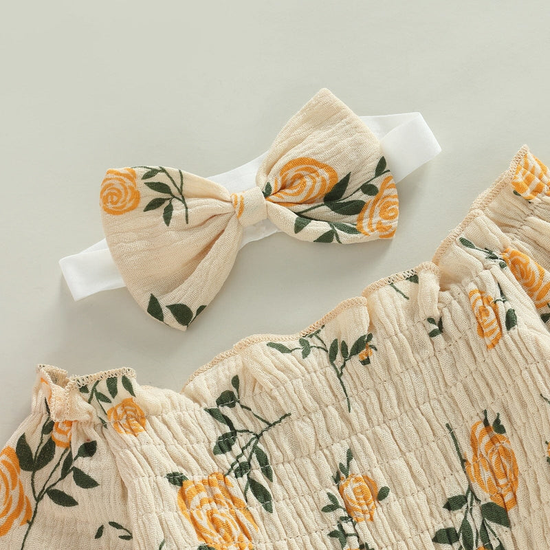 Body Infantil Feminino Flores + Faixa
