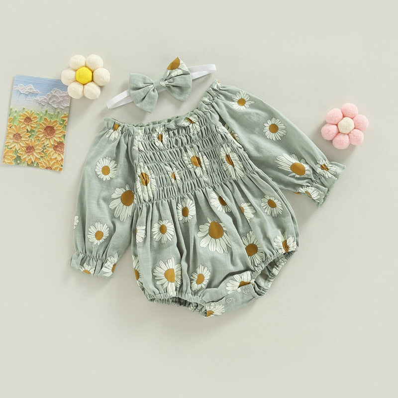 Body Infantil Feminino Flores + Faixa
