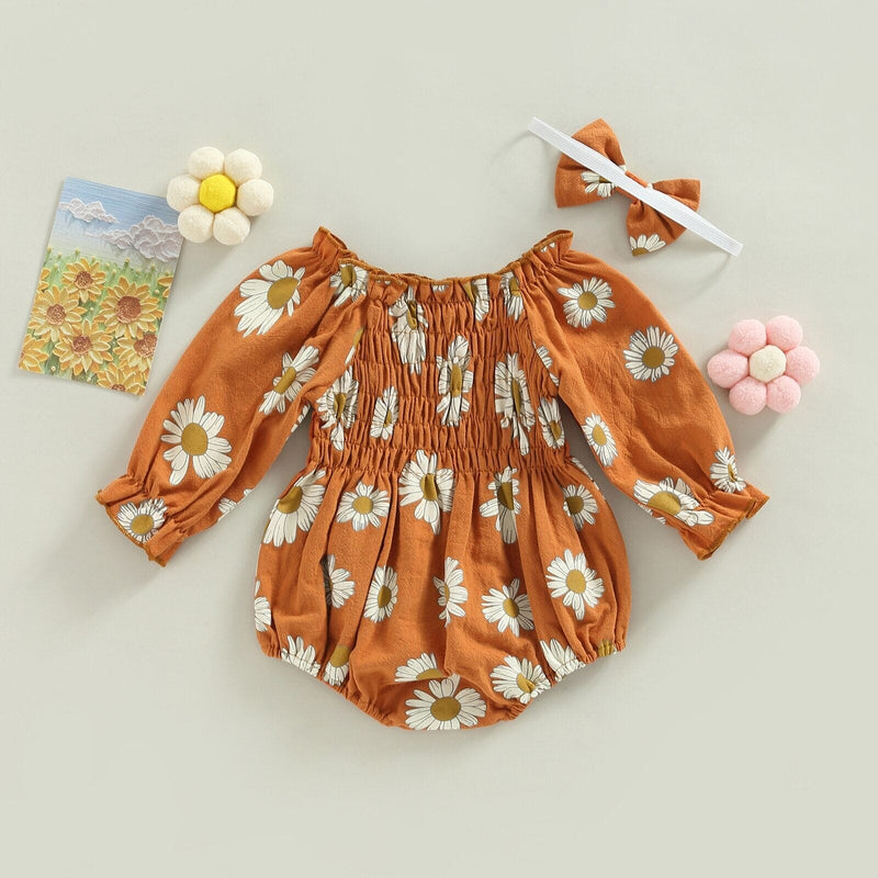Body Infantil Feminino Flores + Faixa