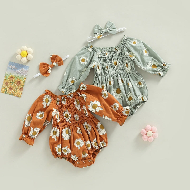 Body Infantil Feminino Flores + Faixa