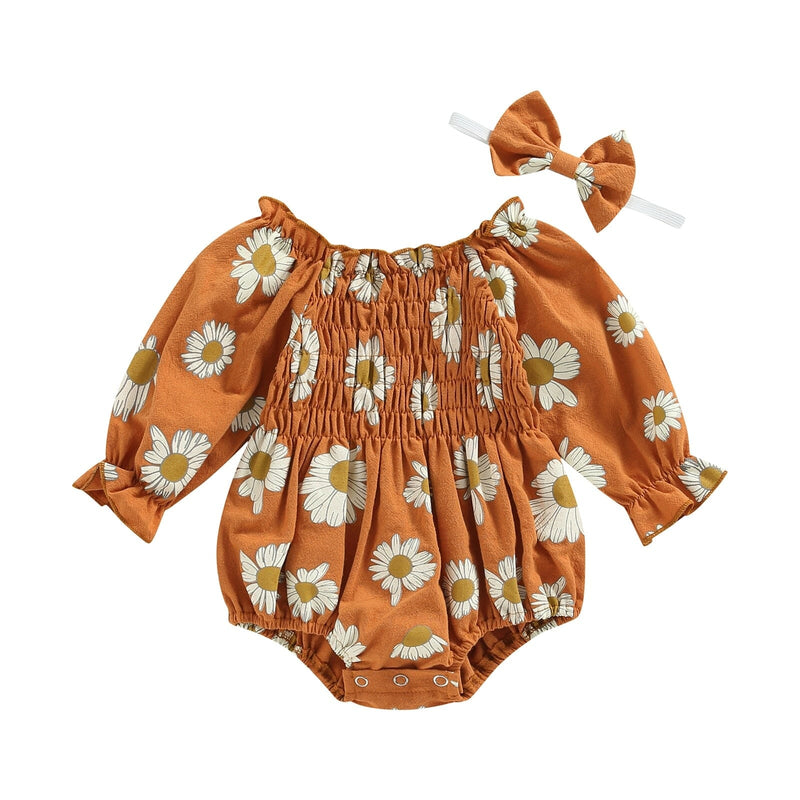 Body Infantil Feminino Flores + Faixa
