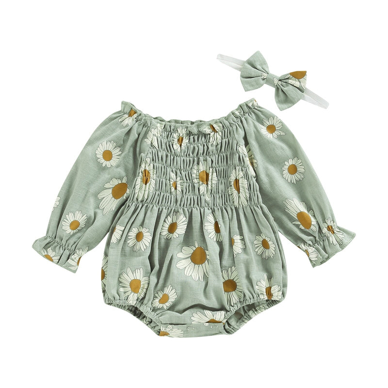 Body Infantil Feminino Flores + Faixa