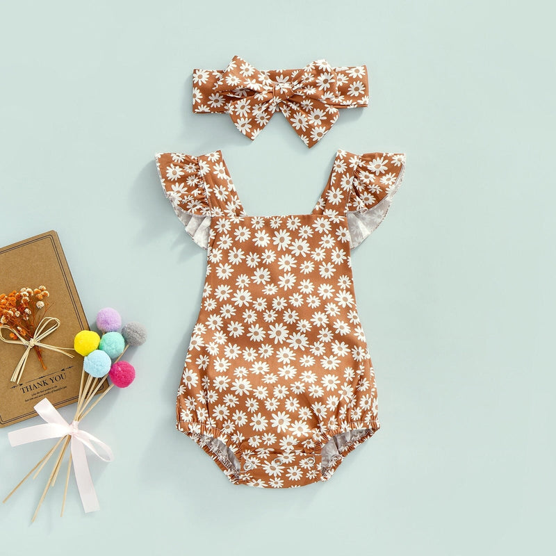 Body Infantil Feminino Primavera Vintage + Faixa