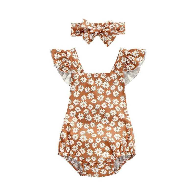Body Infantil Feminino Primavera Vintage + Faixa