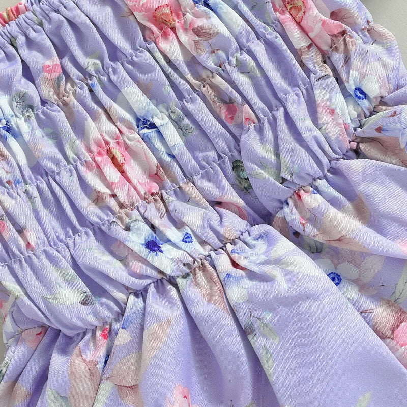 Body Infantil Feminino Roxo Florzinhas + Tiara