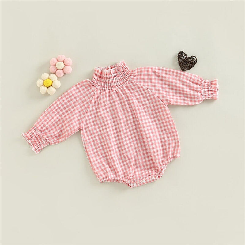 Body Infantil Feminino Xadrez Gola Alta