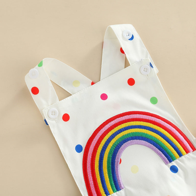 Body Romper Infantil Feminino Verão Poá Arco-Íris + Faixa