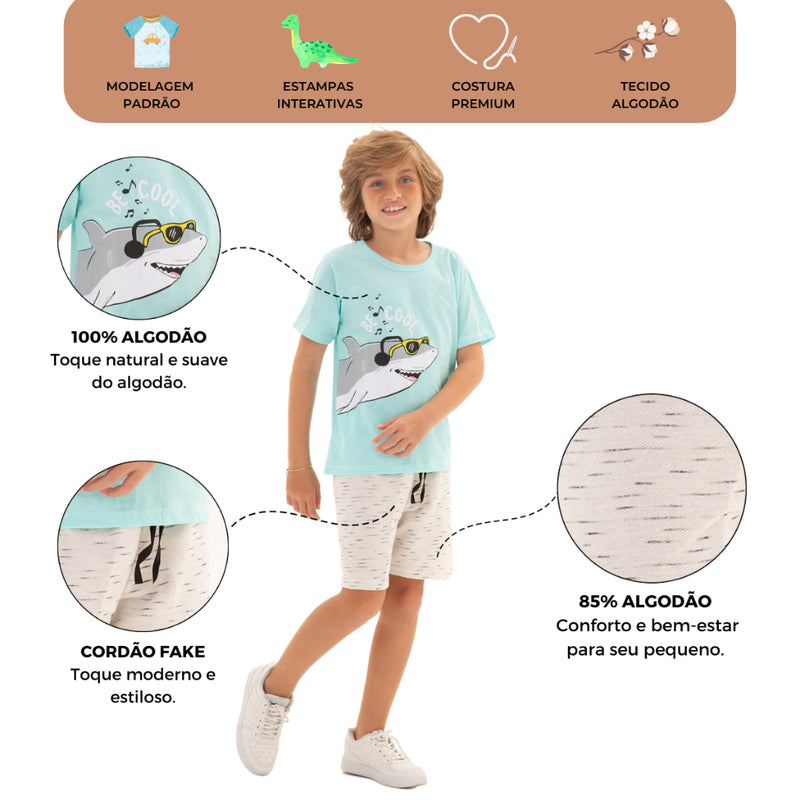 Kit Sortido 8 Peças de Roupas Infantil Menino 4 Camisetas + 4 Bermudas - Kit com 4 Conjuntos de Roupa Infantil Menino Verão Menino Bebê