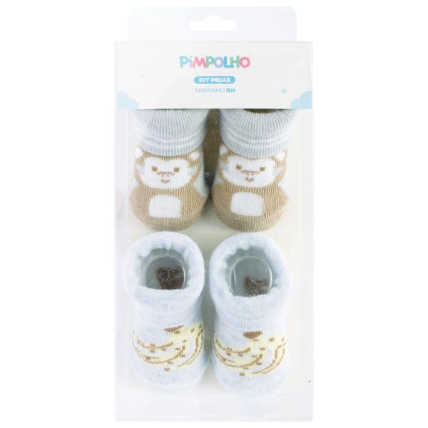 Kit Meia Masculina Pimpolho Macaco e Banana Com 2 Pares RN