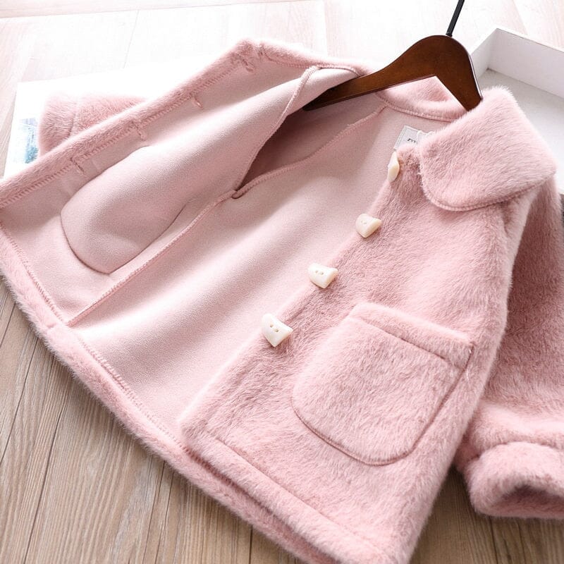Casaco Infantil Feminino de Pele + Bolsinha
