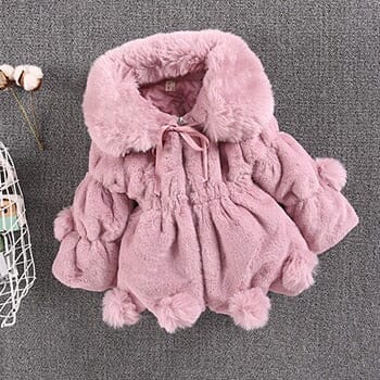 Casaco Infantil Feminino Gola Pelinhos e Pompom