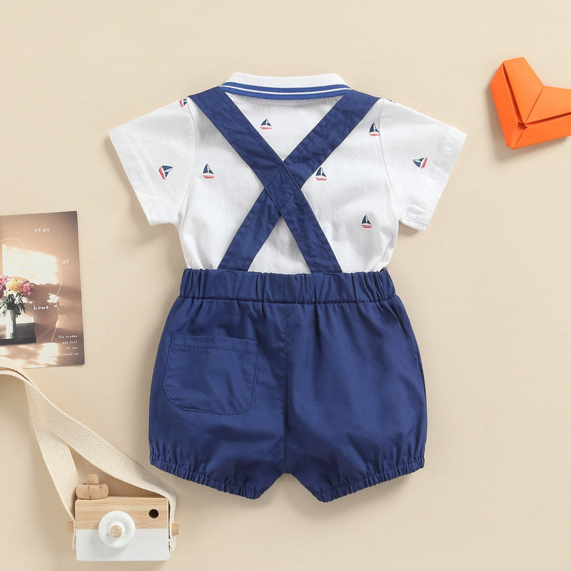Conjunto Camisa Gravatinha e Jardineira
