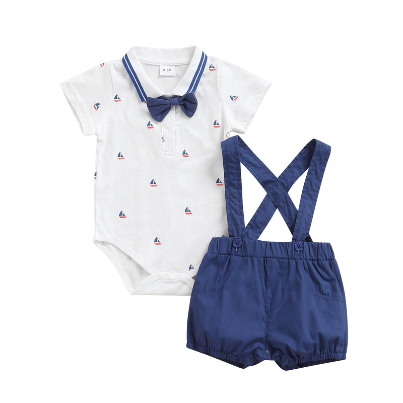Conjunto Camisa Gravatinha e Jardineira