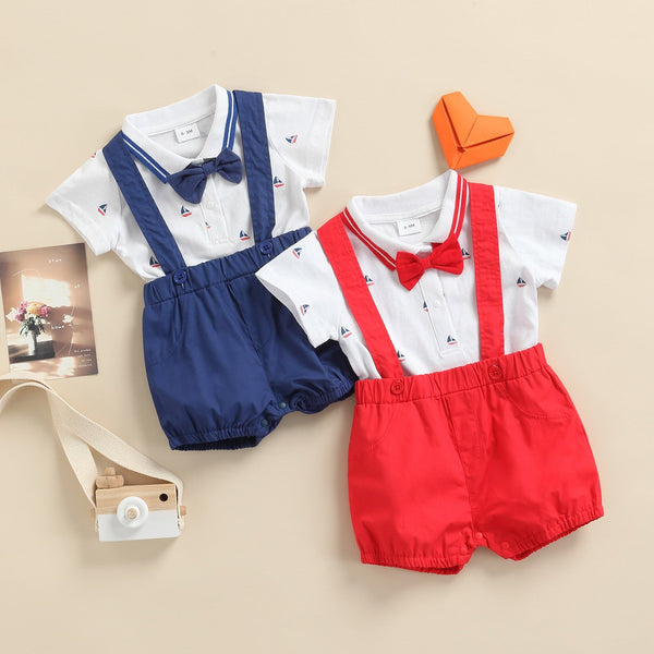 Conjunto Camisa Gravatinha e Jardineira
