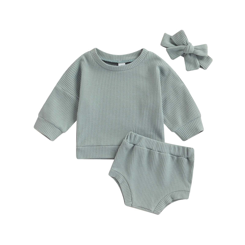 Conjunto Infantil Canelado Calcinha + Blusa + Laço