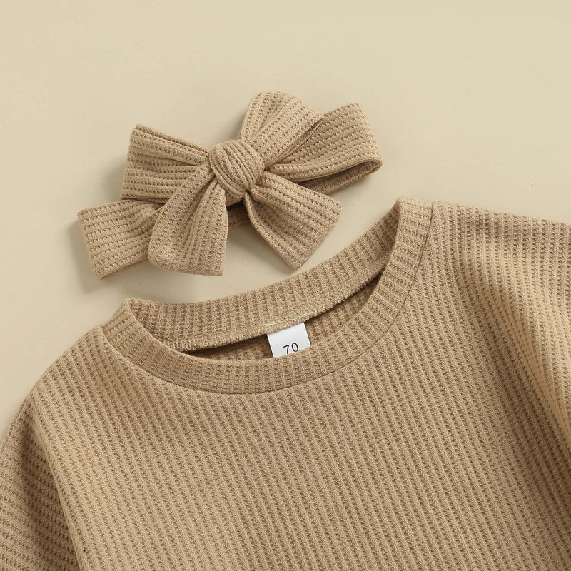 Conjunto Infantil Canelado Calcinha + Blusa + Laço