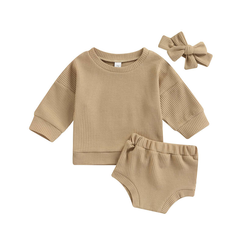 Conjunto Infantil Canelado Calcinha + Blusa + Laço