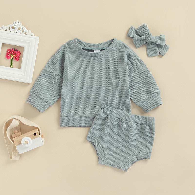 Conjunto Infantil Canelado Calcinha + Blusa + Laço