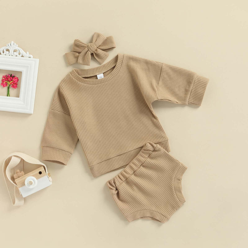 Conjunto Infantil Canelado Calcinha + Blusa + Laço