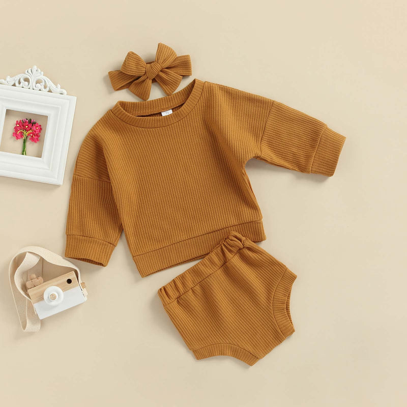 Conjunto Infantil Canelado Calcinha + Blusa + Laço
