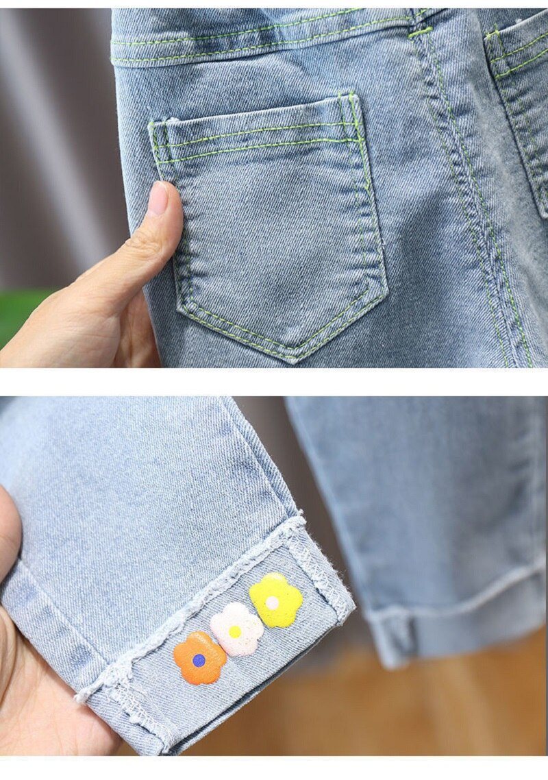 Conjunto Infantil Feminino Blusa Gola e Calça Jeans
