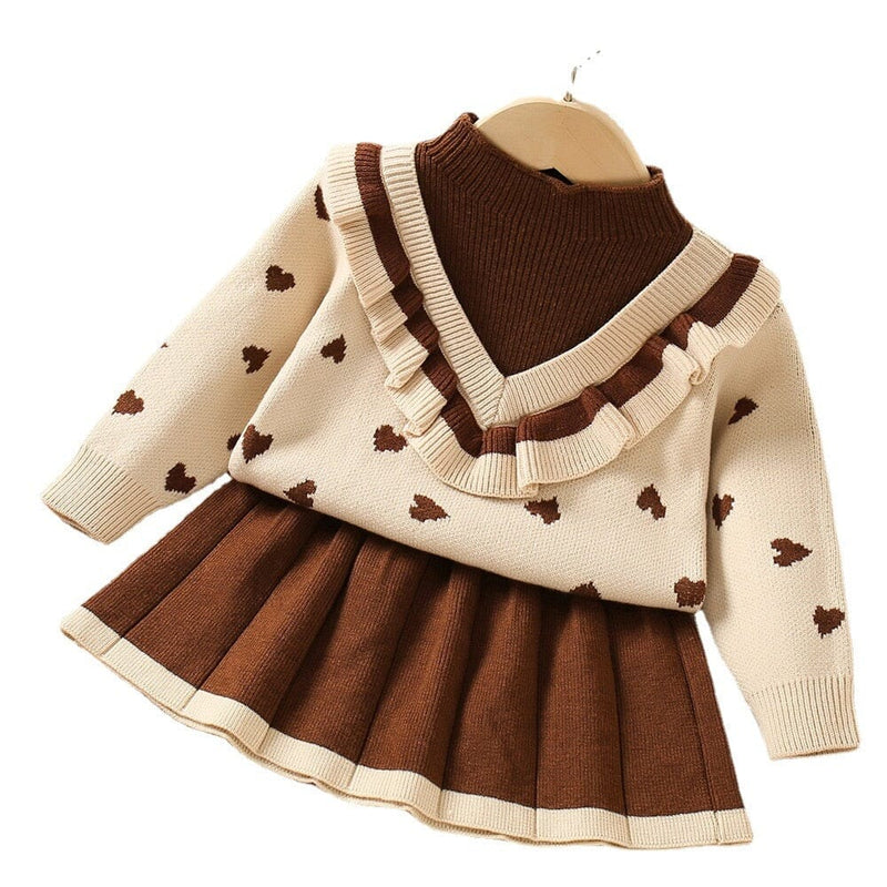 Conjunto Infantil Feminino Corações e Golinha Babados