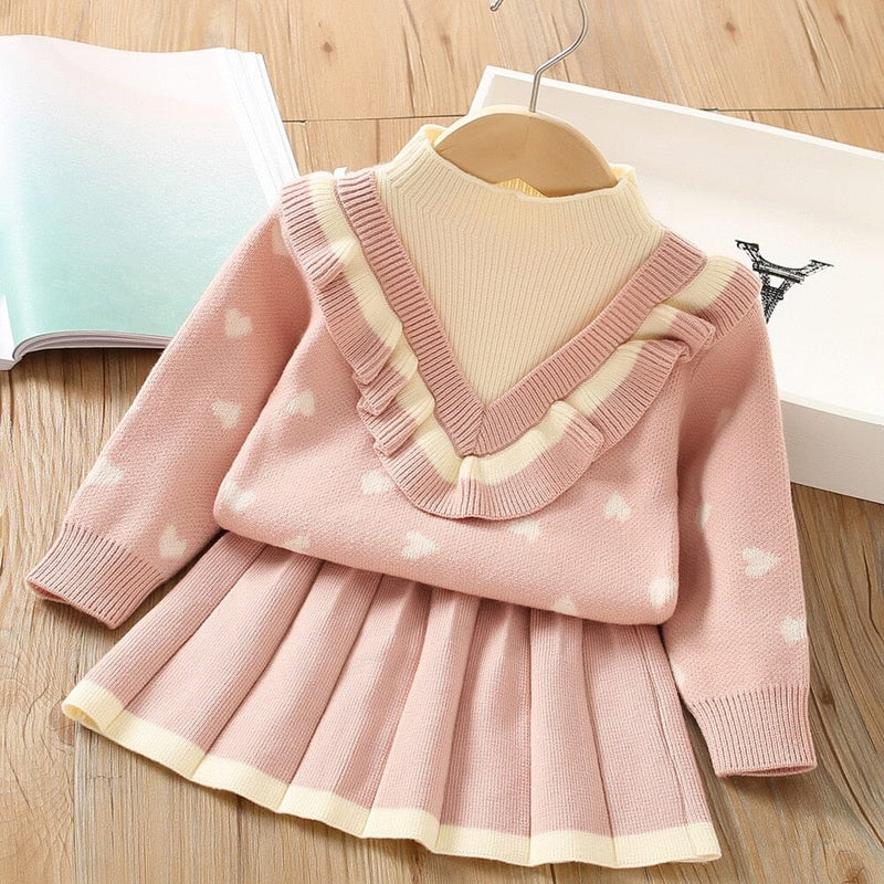Conjunto Infantil Feminino Corações e Golinha Babados