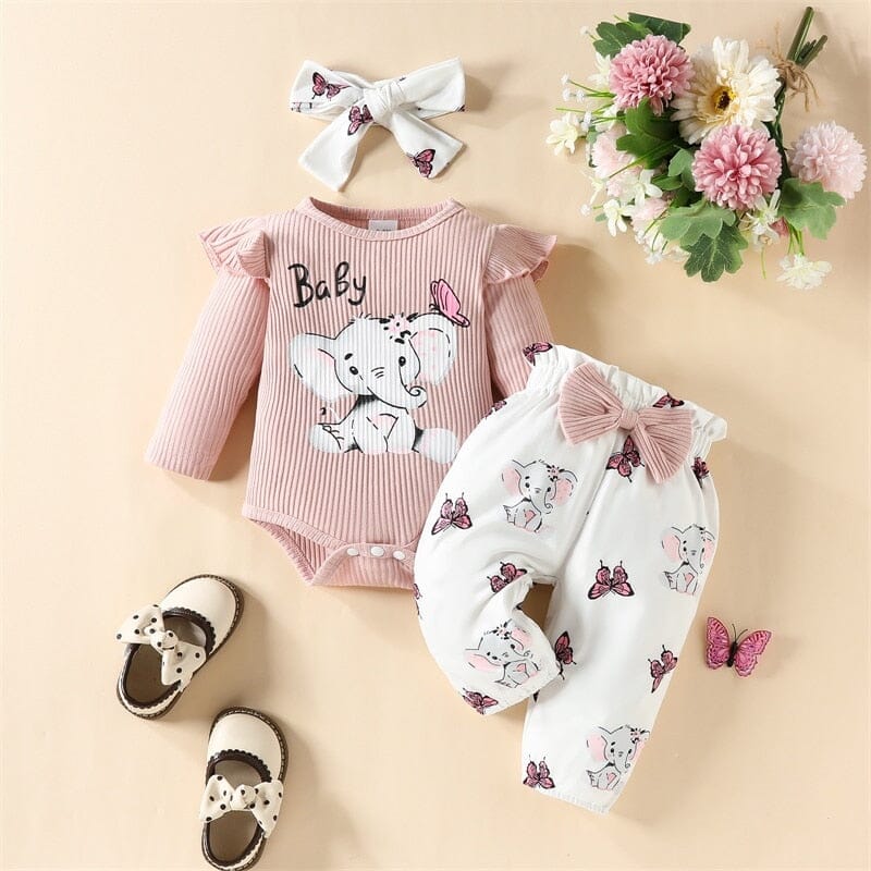 Conjunto Infantil Feminino Elefante + Laçinho