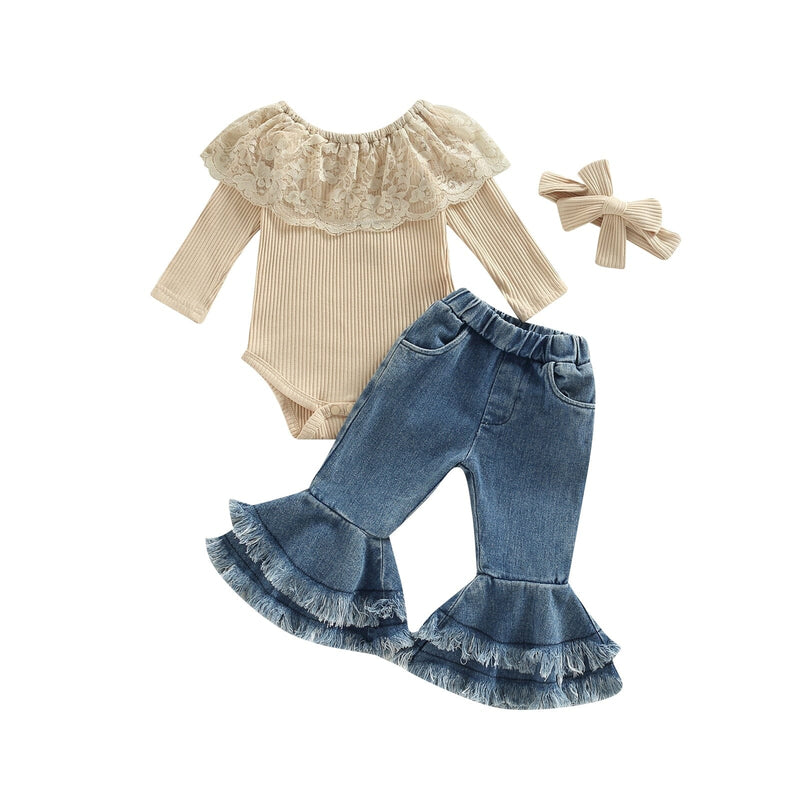 Conjunto Infantil Feminino Rendinha + Faixa