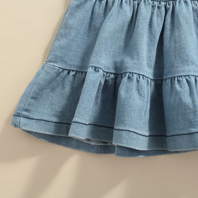 Conjunto Infantil Feminino Top Jeans Botões