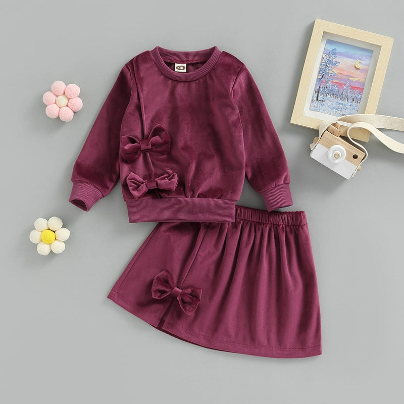 Conjunto Infantil Feminino Veludo Laçinhos